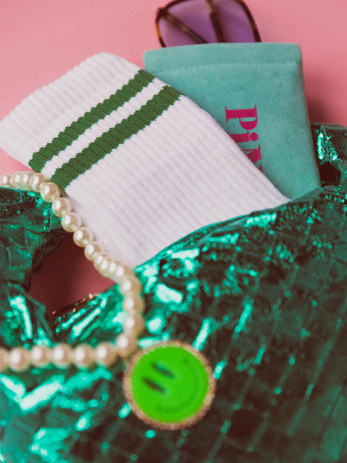 Sportive Socken Grün Gestreift Weiß